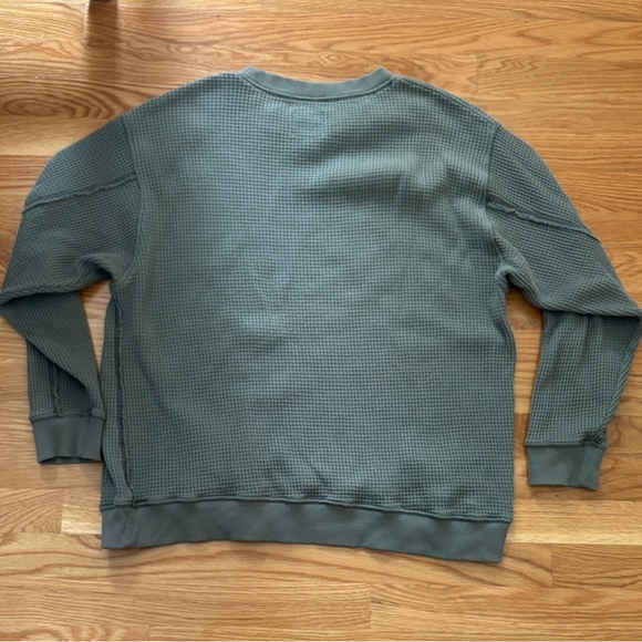 Aerie Green cotton blend Waffle Knit Sweater - Picture 4 of 5